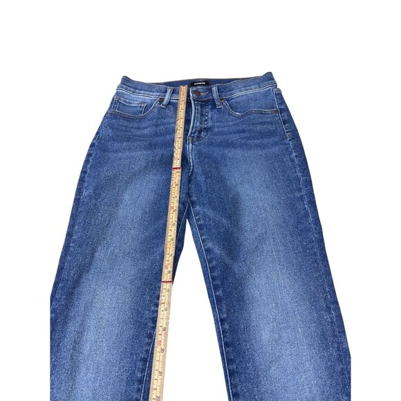 Express Womens Skyscraper Mid Rise Flare Jeans Denim Size 2S - Picture 6 of 12